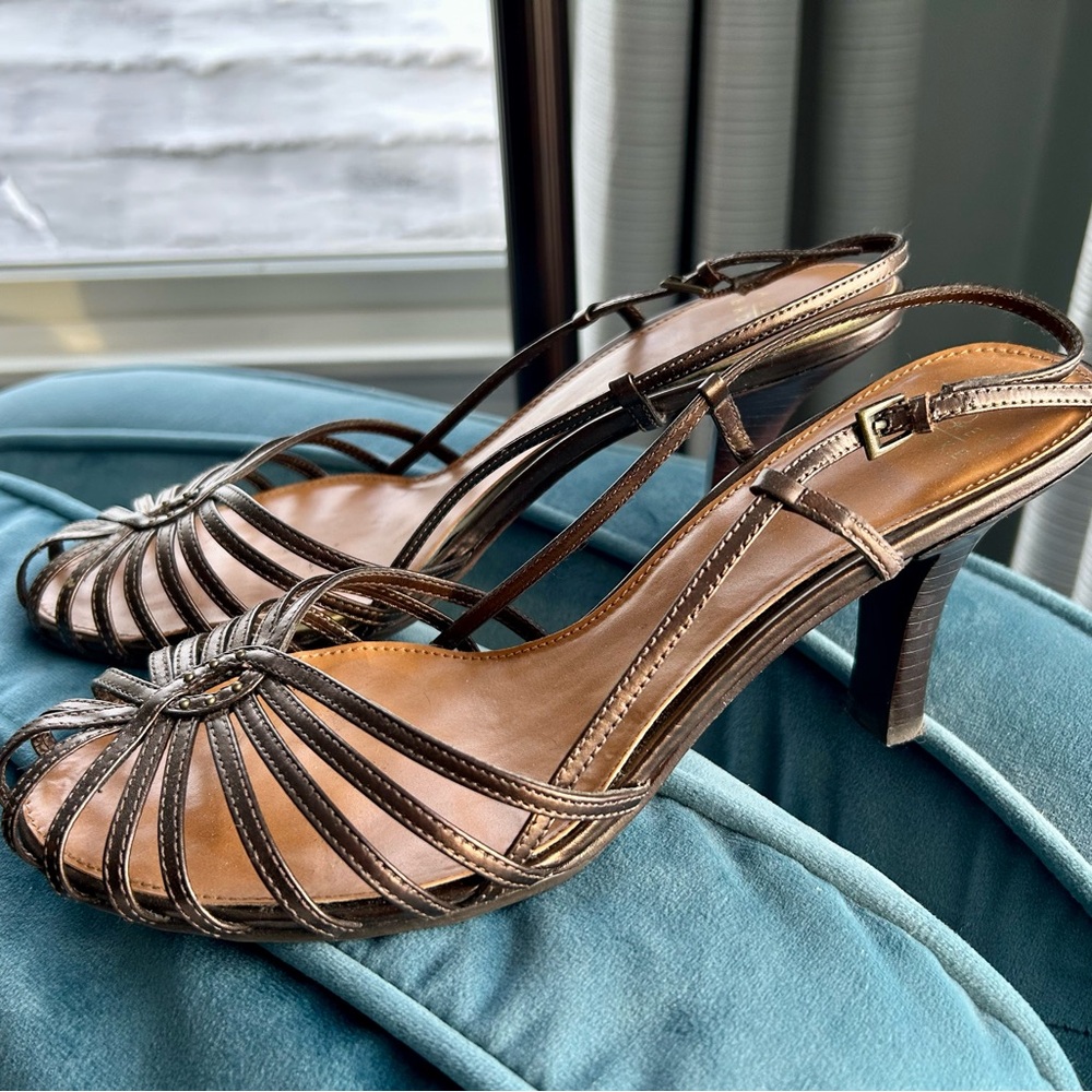 Audrey Brooke Bronze Strappy Heels
